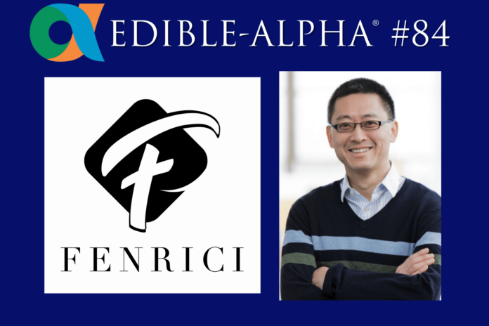 Edible-Alpha® logo with #84. Below logo is Fenrici Brands logo alongside image of Michael Zang, CEO of Fenrici Brands..
